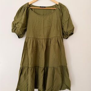 Madewell Olive Tiered Mini Dress